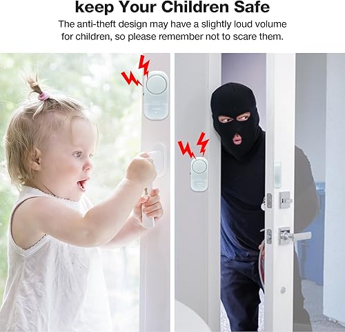 Miniatura 2 de Alarma de puerta y ventana, alarma de puerta de 90 DB para seguridad de niños, sensor inalámbrico, alarma antirrobo de ventana, alarmas de piscina