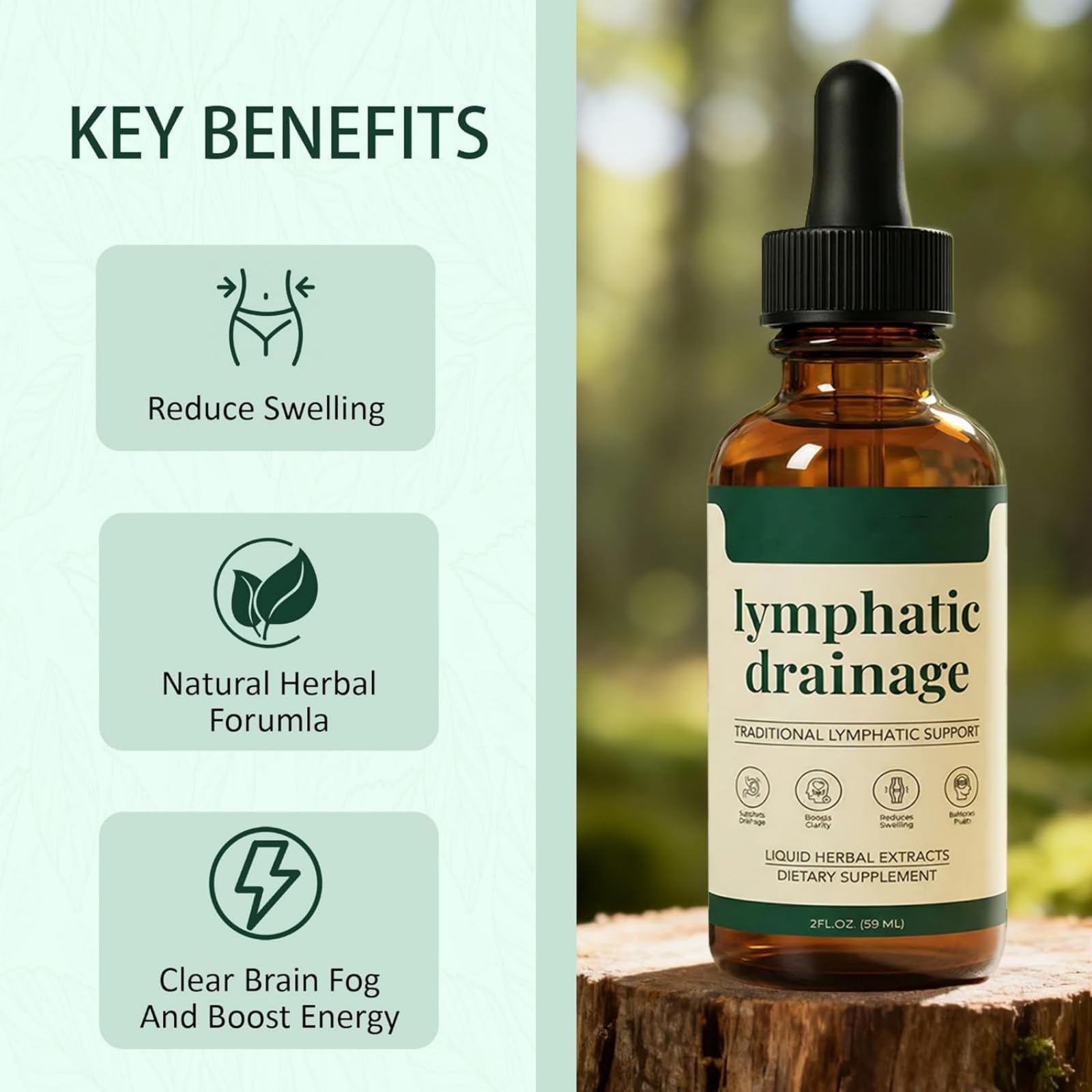 Drainant Lymphatique, Lymphatique Gouttes, Naturelles Pour Femmes Hommes, 59ML (2pc)