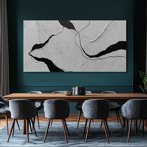 Miniatura 4 de MLART99 Lienzo abstracto blanco para pared, arte moderno, líneas negras, impresiones de texturas para paredes, pósteres artísticos para oficina,