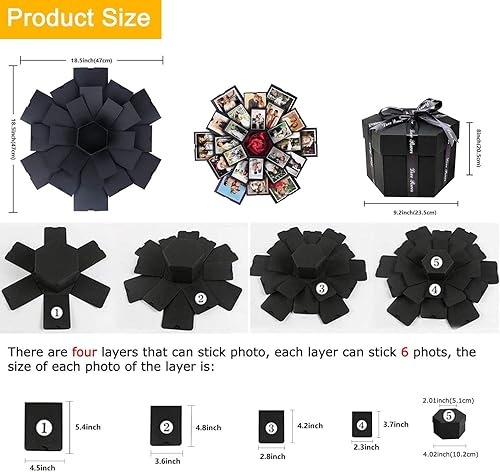 Miniatura 5 de Caja de regalo Explosion, caja de fotos, una caja de regalo creativa de cuatro caras. Álbum de fotos hecho a mano, álbum de recortes, un regalo de