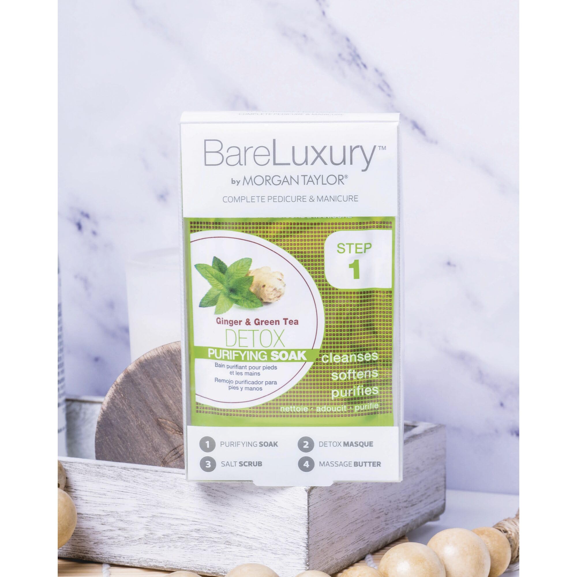 BareLuxury Pedi & Mani Spa Kit - Ginger & Green Tea -4