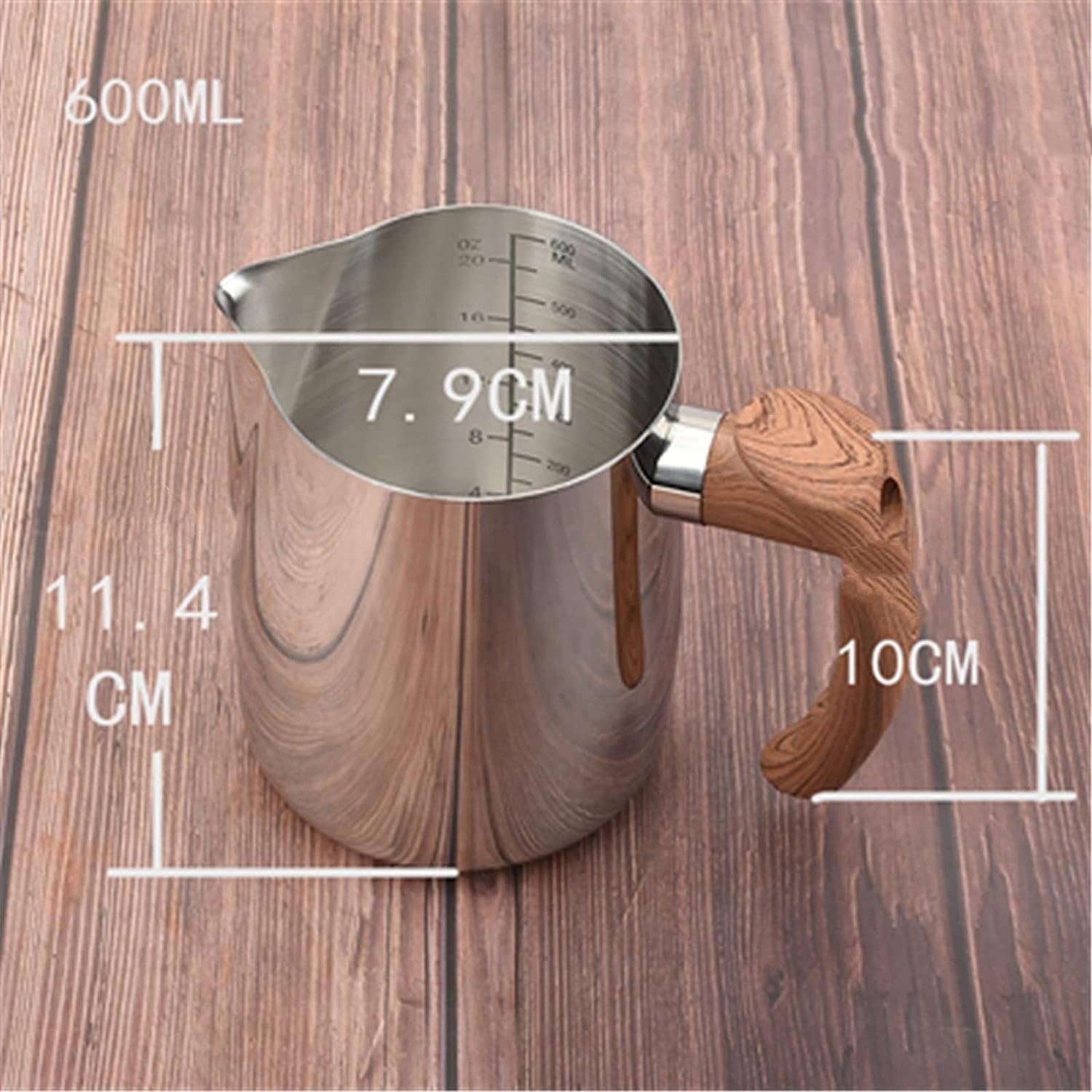 jarra de leche, Jarra for espumar leche for máquina de café, taza acero inoxidable, jarra con forma flor y escala, espuma for comercial espesa