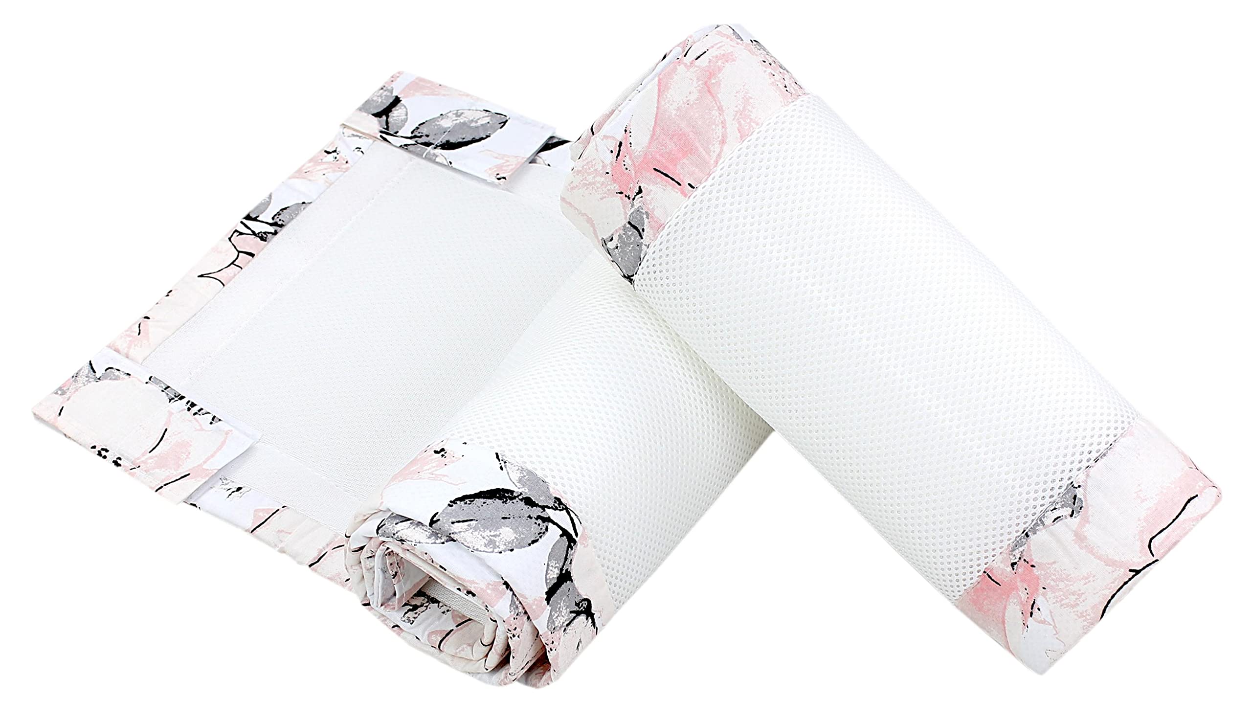 TupTam Bettumrandung Babybett 3D Mesh Nestchen – Gitterstäbe Schutz Netz 2er, Farbe: Rose/Rosa, Größe: ca. 128 x 30 cm (für Babybett 140x70)