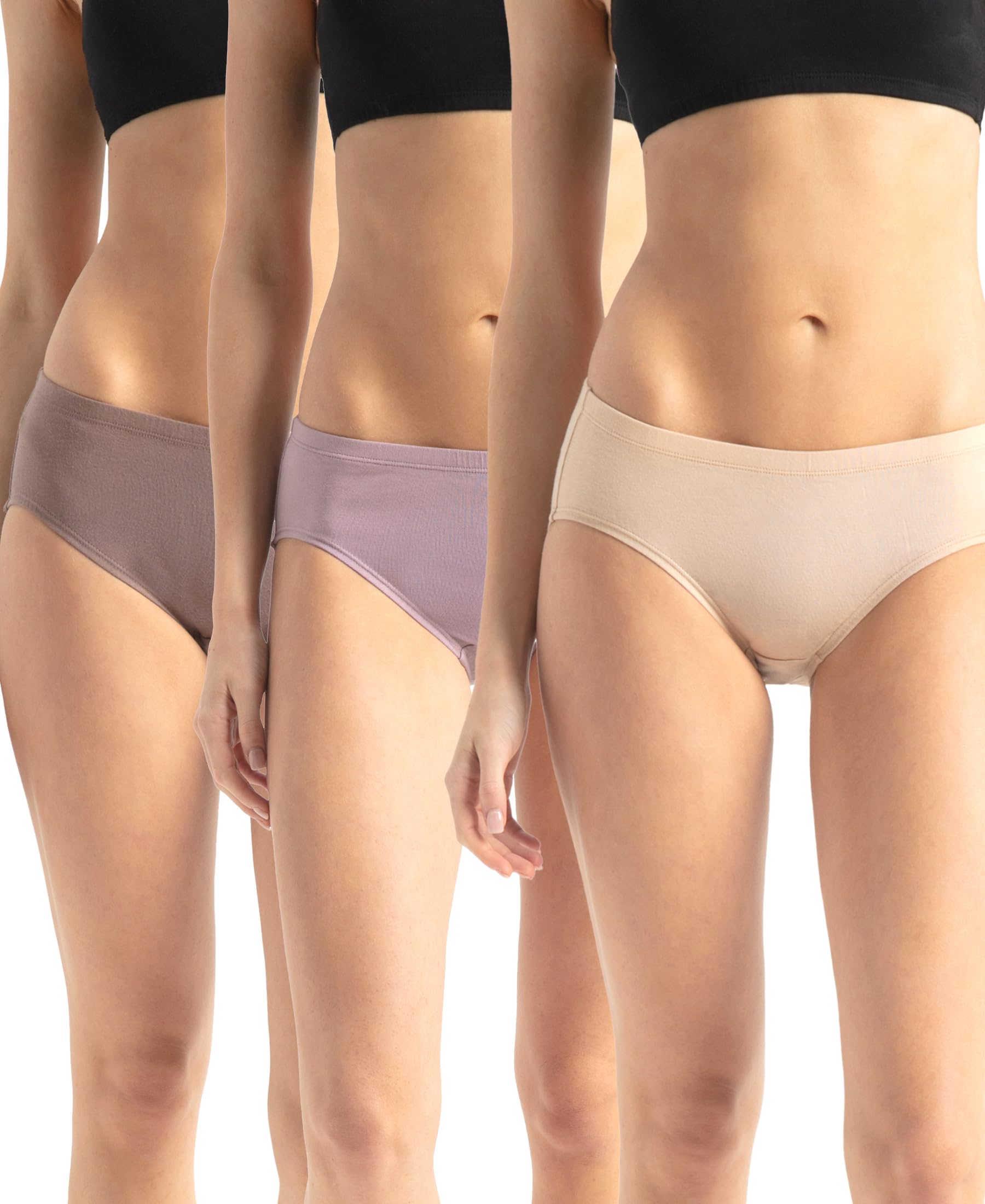 FE31 Women's High Coverage Super Combed Cotton Elastane Stretch High Waist Hipster with Concealed Waistband and StayFresh Treatment (Pack of 3_Prints & Color May Vary)