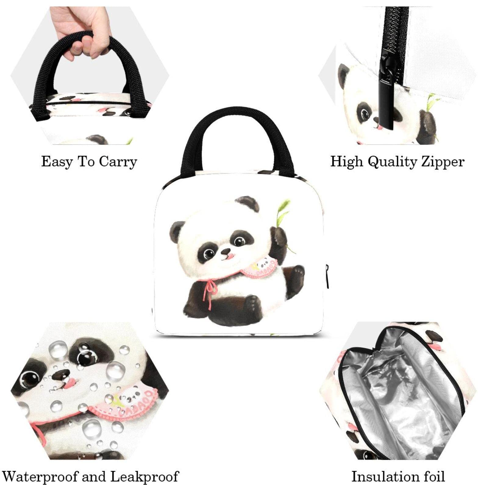 Borsa Pranzo Termica Con Simpatico Orso Panda: 5,7L, Impermeabile, Tracolla Regolabile - 5