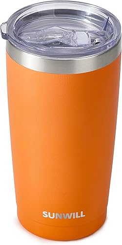 Miniatura 18 de SUNWILL - Vaso para café de viaje de 20 onzas, taza aislada con tapa, taza de acero inoxidable para bebidas frías y calientes, gris claro