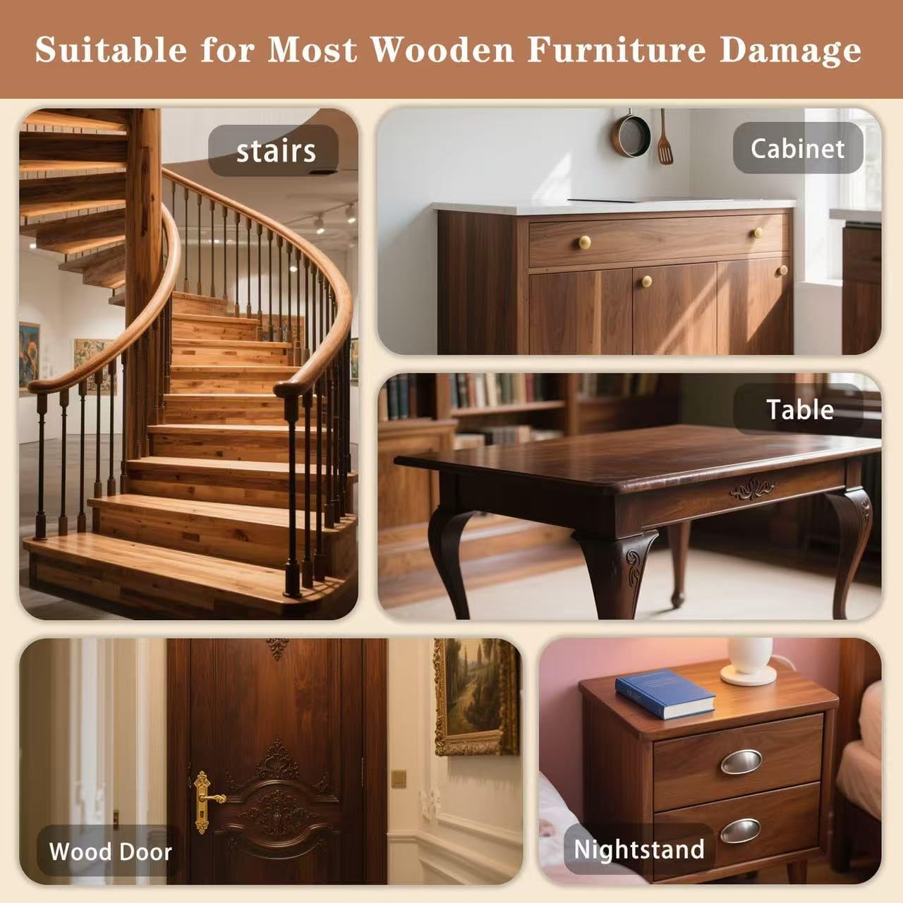 Wood Filler Sticks & Scratch Repair Kit - 8 Colors Wood Repair Crayons for Scratches, Holes on Furniture, Floors, Doors | Quick Fix