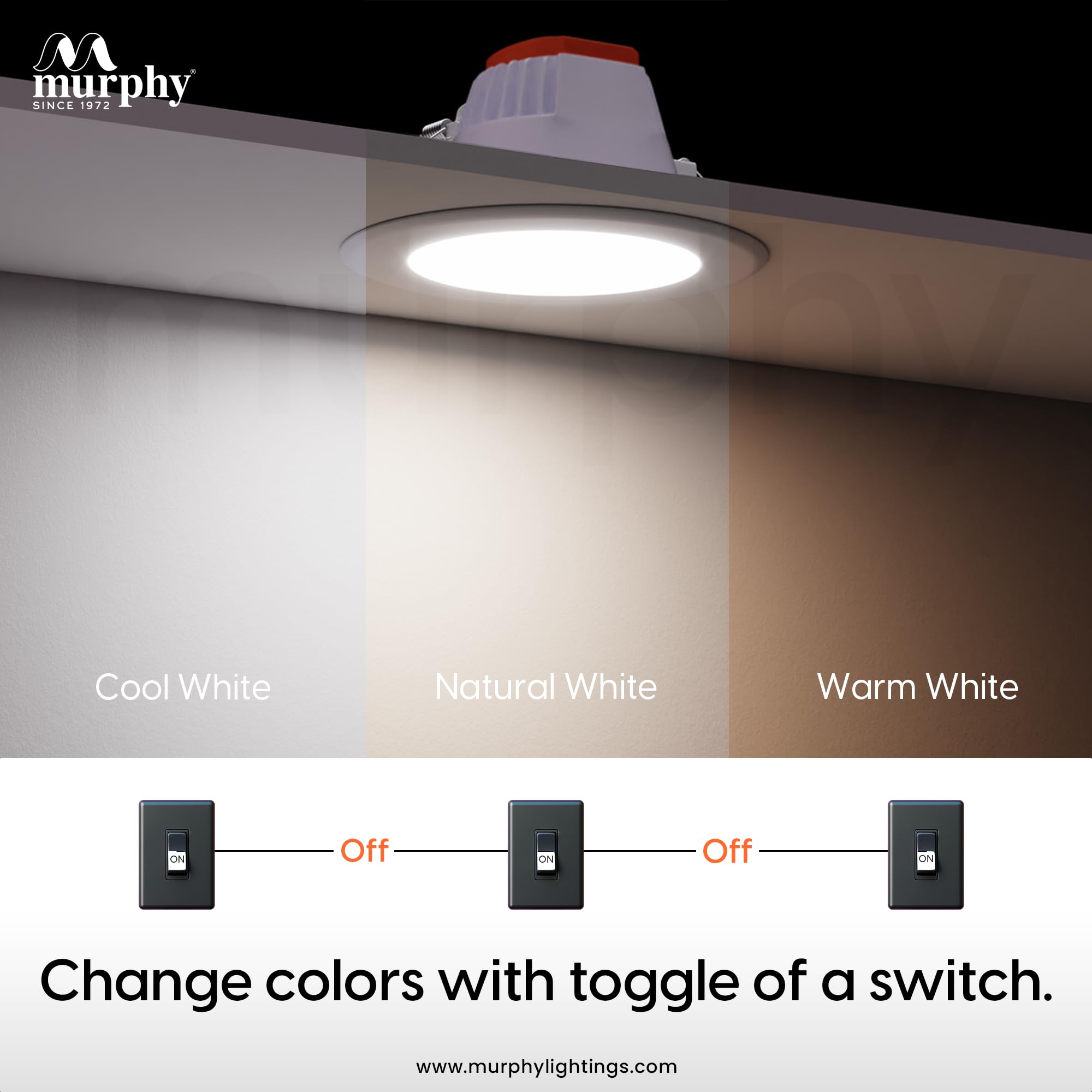 Murphy 7W VIVO 3-in-1 Round LED Conceal Panel Light | Color Changing (Cool White/Warm White/Natural White) - Suited for 3-inch Concealed Box - Pack of 6 2