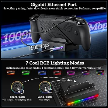 Docking Station for ROG Xbox Ally X, TanReginal Accessories for Steam Deck/Legion Go, 6-in-1 ROG Ally Dock with HDMI 4K@120Hz, Gigabit Ethernet, 100W PD Charging, Dual USB 3.2 Ports, RGB Lighting