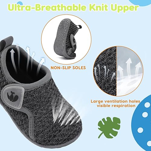 Miniatura 3 de FEETCITY Zapatos de bebé para niños y niñas, zapatos de cuna transpirables y ligeros sin cordones