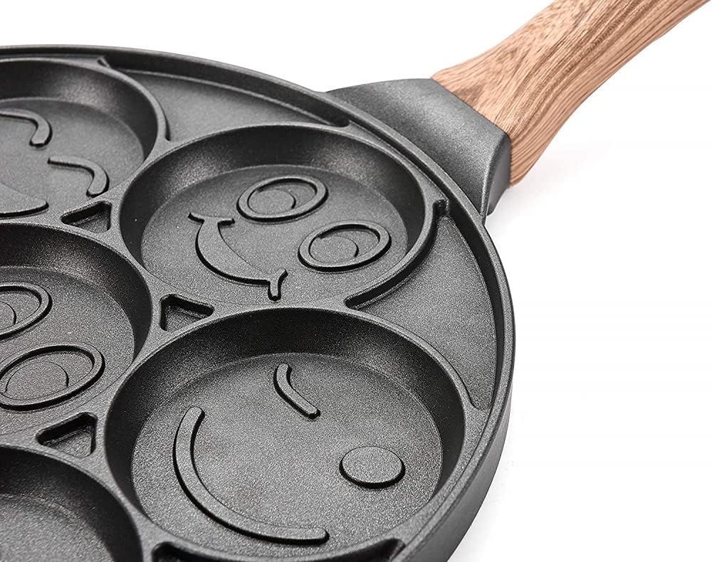 Smiley Face Pancake Pan, Nonstick Pancake Griddle with 7 Unique Funny Flapjack Faces Grill Pan Crepe Pancake Mold Mini Pancake Maker