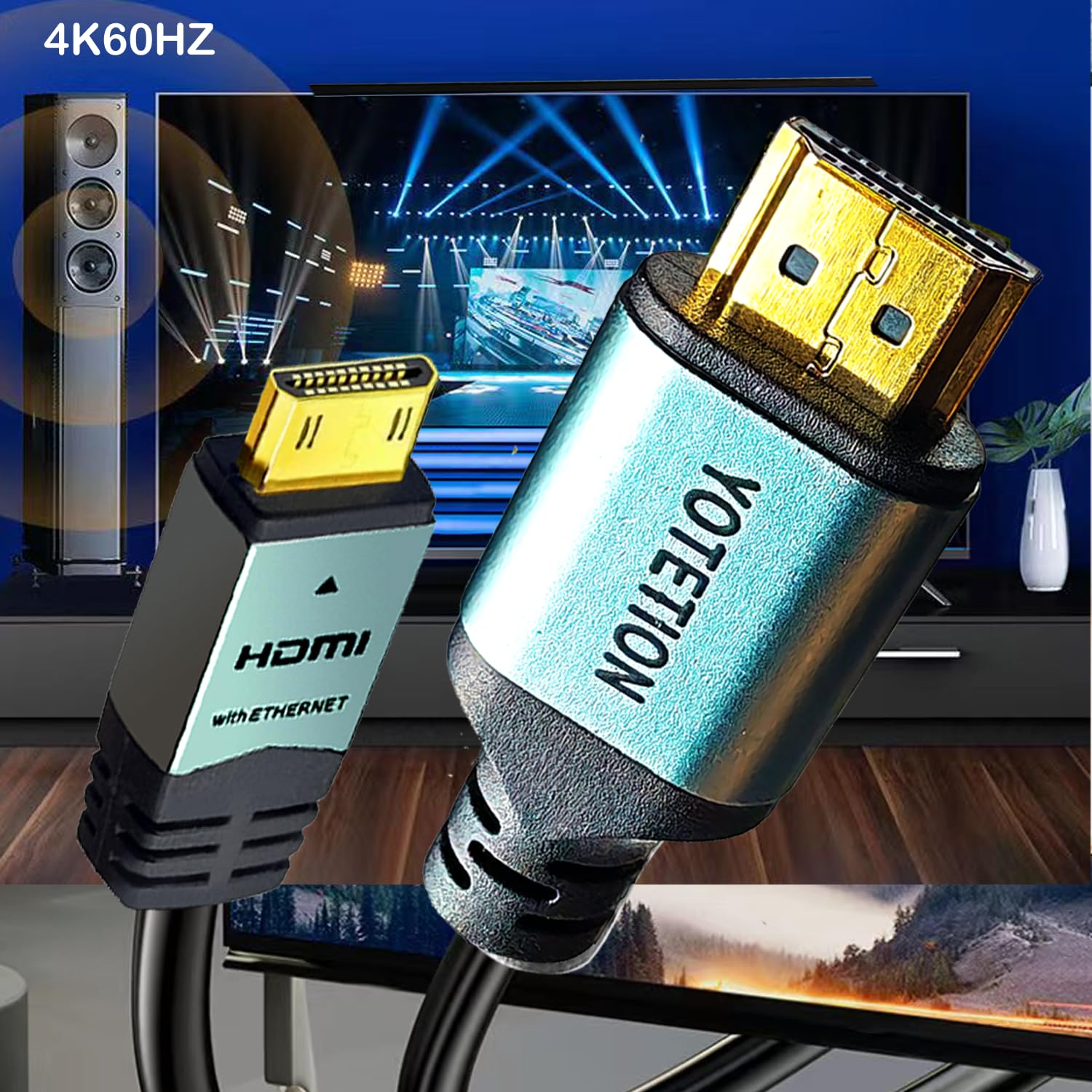 Mini HDMI to HDMI Cable 20FT, High Speed 4K60Hz HDMI 2.0 Cord, Compatible with Camera, Camcorder, Tablet and Graphics/Video Card, Laptop, Raspberry Pi Zero W
