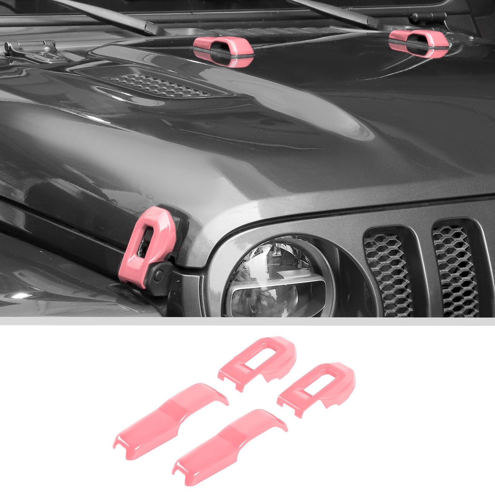 JWWY Hood Latches Decor Hood Hinge Cover Trim Fit for 2018-2026+ Jeep Wrangler JL JLU Sports Sahara Freedom Rubicon Unlimited Gladiator JT Exterior