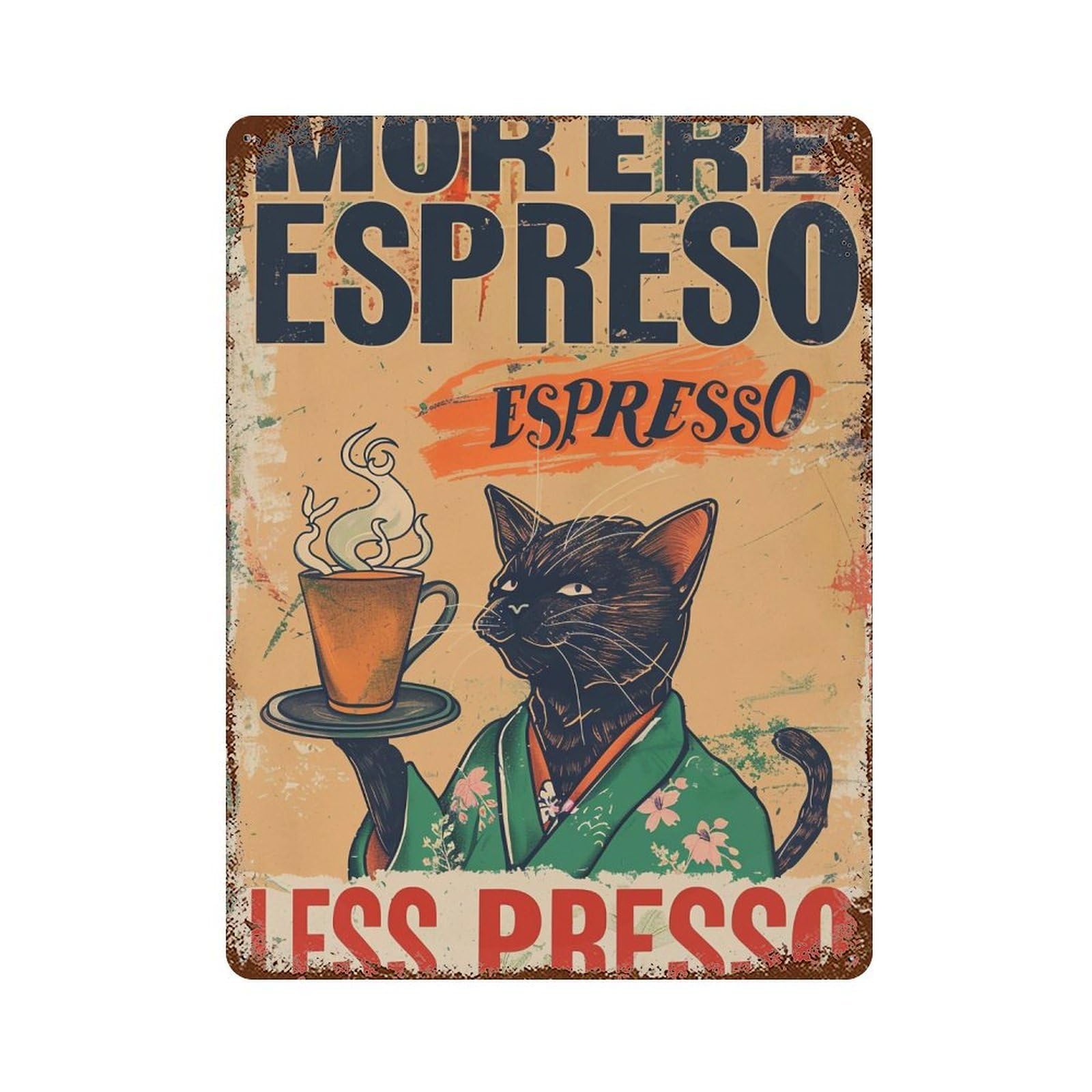 FHUYEURHRY More Espresso Less Depresso Cat 03 Wall Decor Retro Iron Vintage Art Metal Tin Sign Poster Modern Home Cofffee Club Art Bar Shop Decorations Style-21 40x30cm