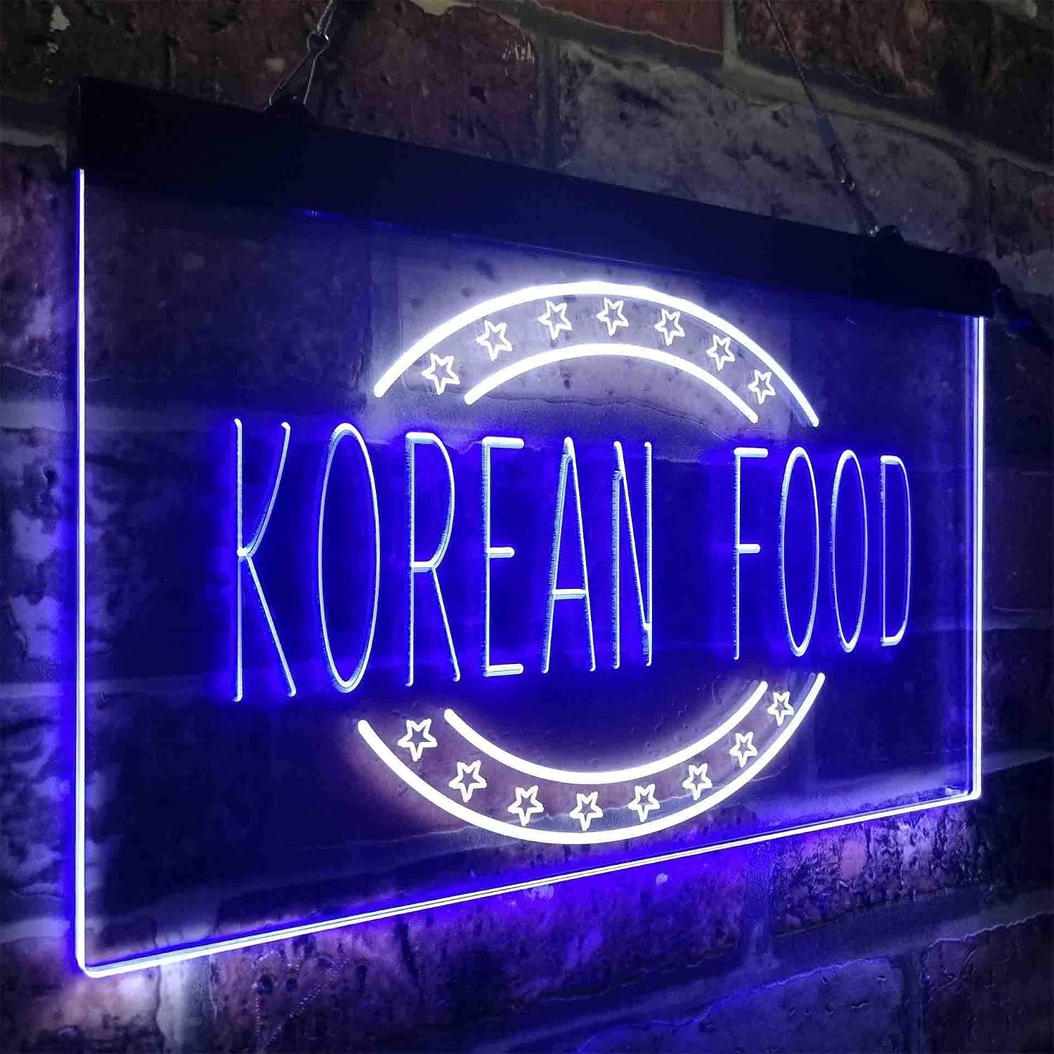 ADVPRO Korean Food Restaurant Dual Color LED Neon Sign White & Blue 24 x 16 Inches st6s64-i3842-wb