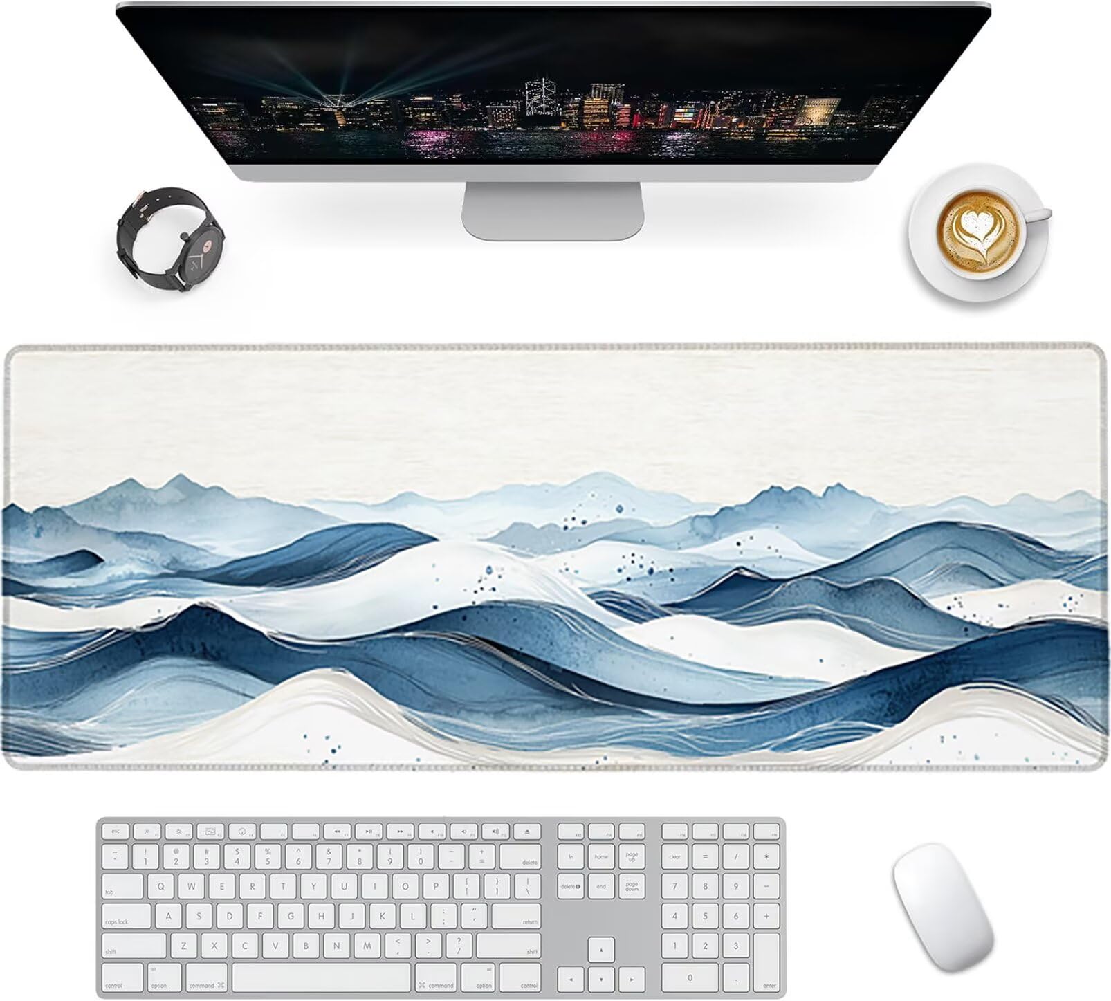 Lpfieonn Einfach Großes Schreibtischunterlage, XXL Schreibtischunterlagen, Weiß XXL Wasserdicht Gaming Mousepad mit Vernähter Rand und Rutschfeste Gummibasis, für Laptop/Hause/Büro 120x60cm PF-2243