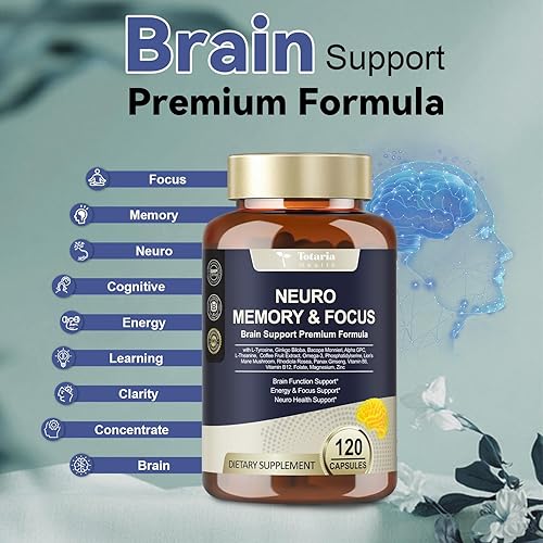 Miniatura 2 de Totara C-ognitive Nootrópico L-tirosina, Alpha GPC, Ginkgo Biloba, Bacopa Monnieri para apoyo cerebral, memoria y enfoque, suplemento cerebral con
