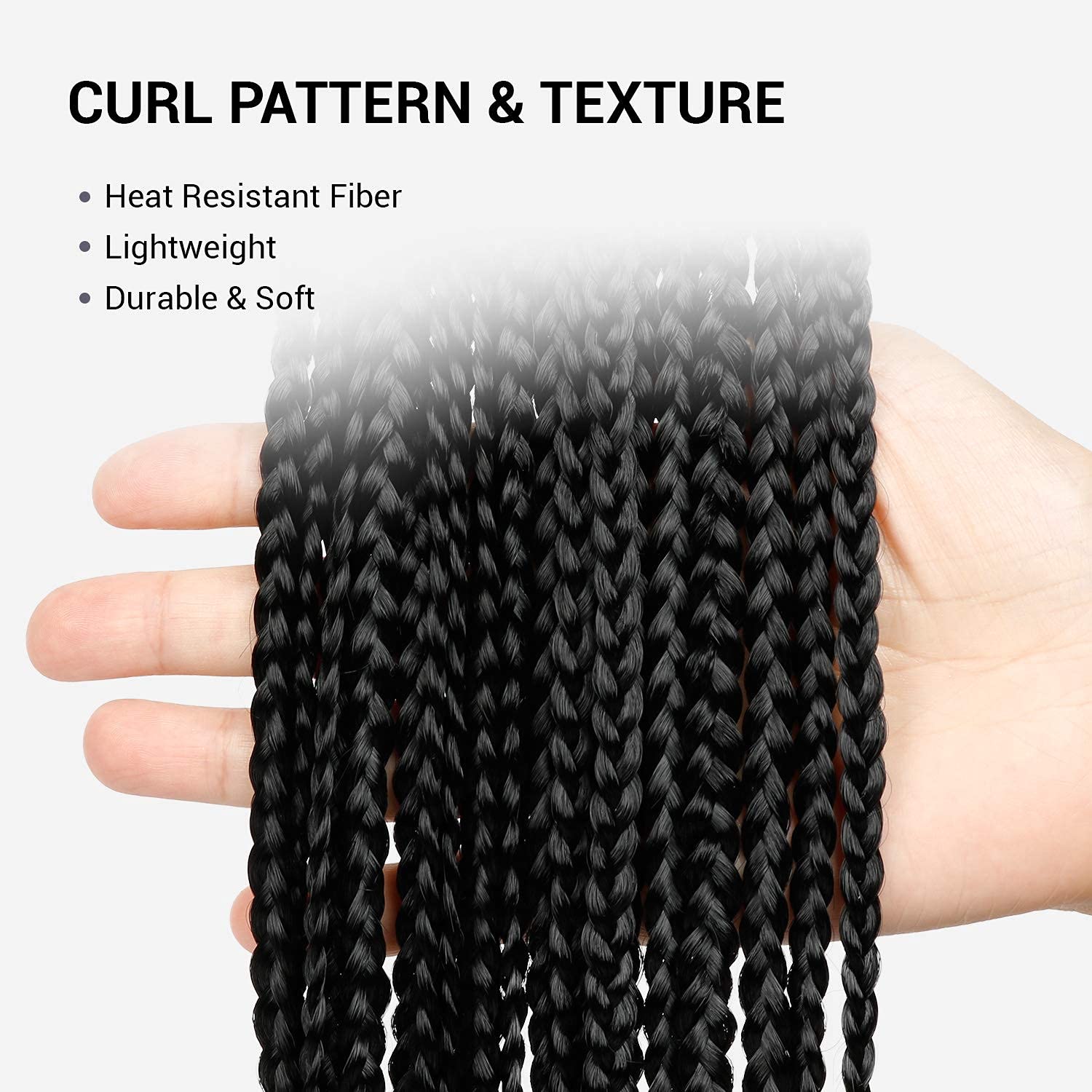 32 Inch 7 Pack AU-THEN-TIC Box Braid Crochet Hair Crochet Box Braids Hair Mambo Twist Braiding Pre-Stretched Pre Looped Synthetic Hair Extensions (32 Inch (Pack of 7), 1 (Jet Black))