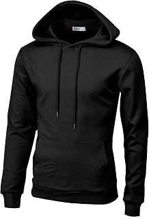 H2H Men's Pullover Hoodie Lightweight Long Sleeve with Kangaroo Pocket Slim Fit Basic Casual Sweatshirt