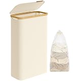 SONGMICS Kosz na pranie Slim z pokrywką, 65 l, tkanina Oxford, składany | Kosz na pranie, 42 x 22,5 x 70,5 cm, wyjmowana