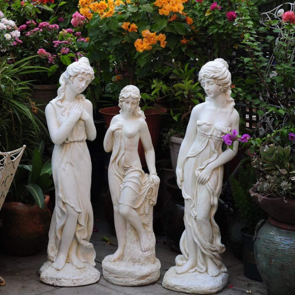 イタリア製 三人のヴィーナス像花台 彫像 ロマンチックな女神像 高さ51.5cm