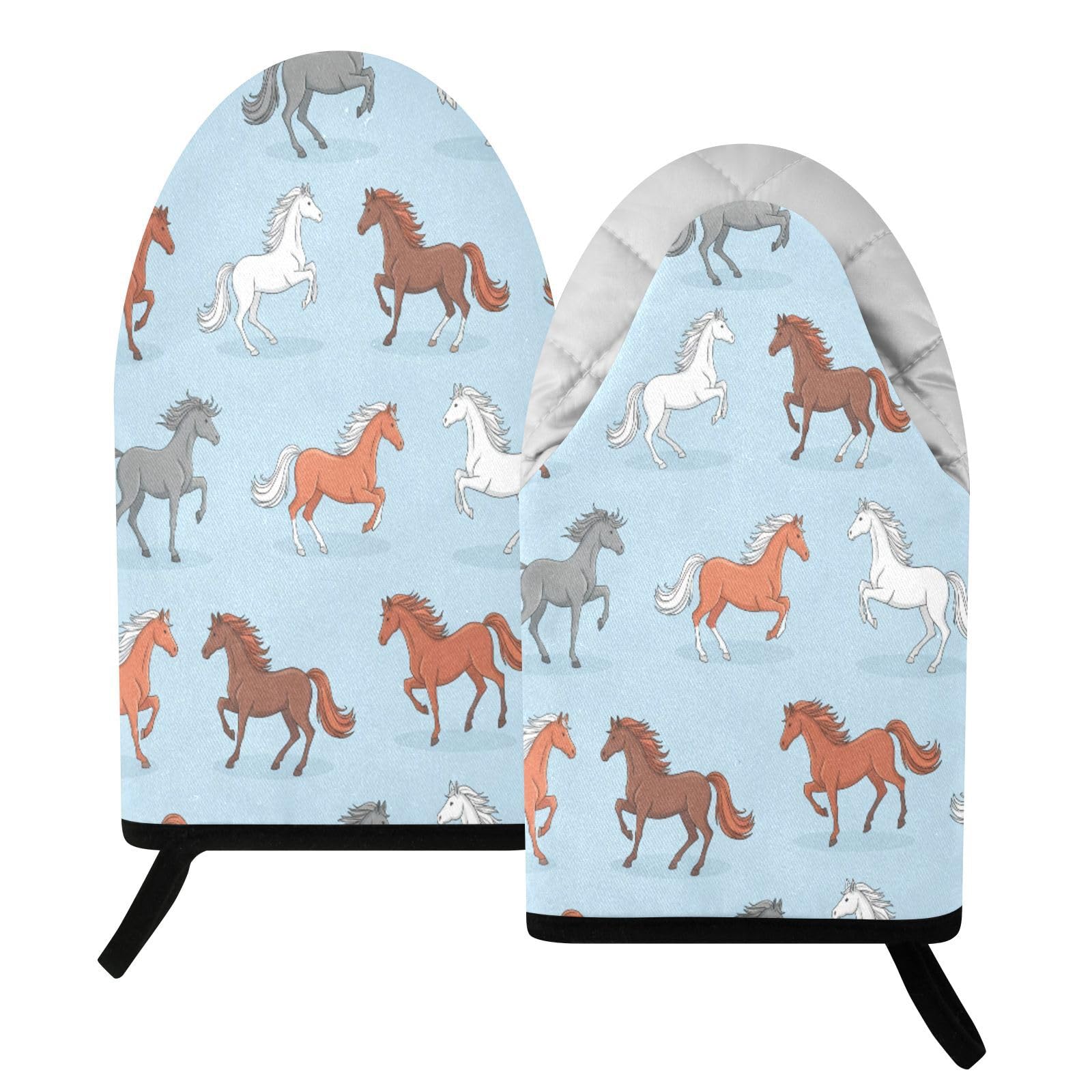 BURSTDDY Cartoon Horse Oven Mitt,Heat Resistant Kitchen Mitts for Cooking