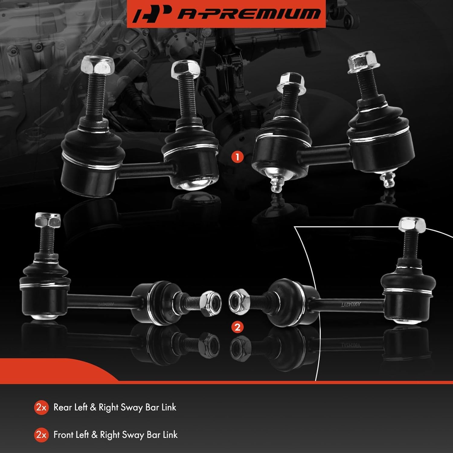 A-Premium Set of 4, Front & Rear Sway Bar Links Kit Stabilizer Bar Links, Compatible with Honda Accord 1998-2002 & Acura TL 1999-2003, CL 2001-2003