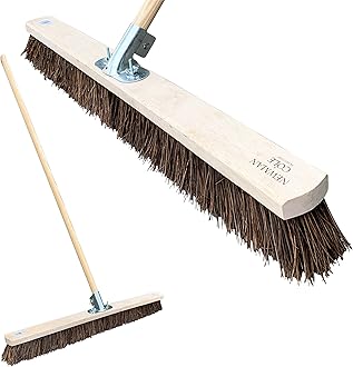 Newman and Cole 36” Wide Broom Outdoor, Extra-Large Heavy Duty Broom Sweeping Brush for Big Yards and Industrial Cleaning (36” Natural Bassine Siff Broom Complete with Handle)…