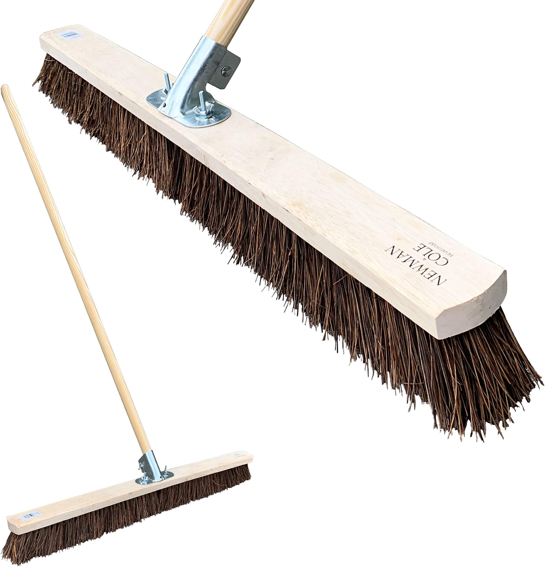 Newman and Cole 36” Wide Broom Outdoor, Extra-Large Heavy Duty Broom Sweeping Brush for Big Yards and Industrial Cleaning (36” Natural Bassine Siff Broom Complete with Handle)…