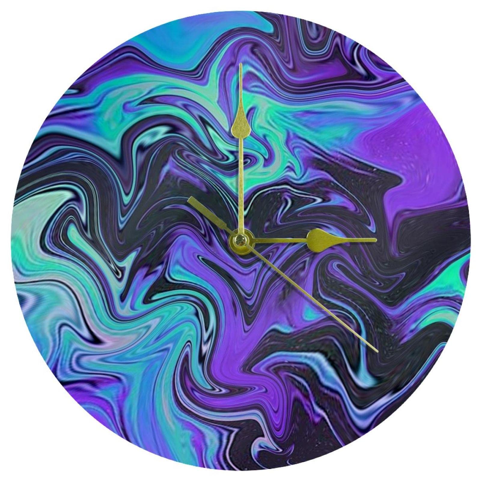 Horloge murale en acrylique dorée de 24 cm silencieuse pour salon