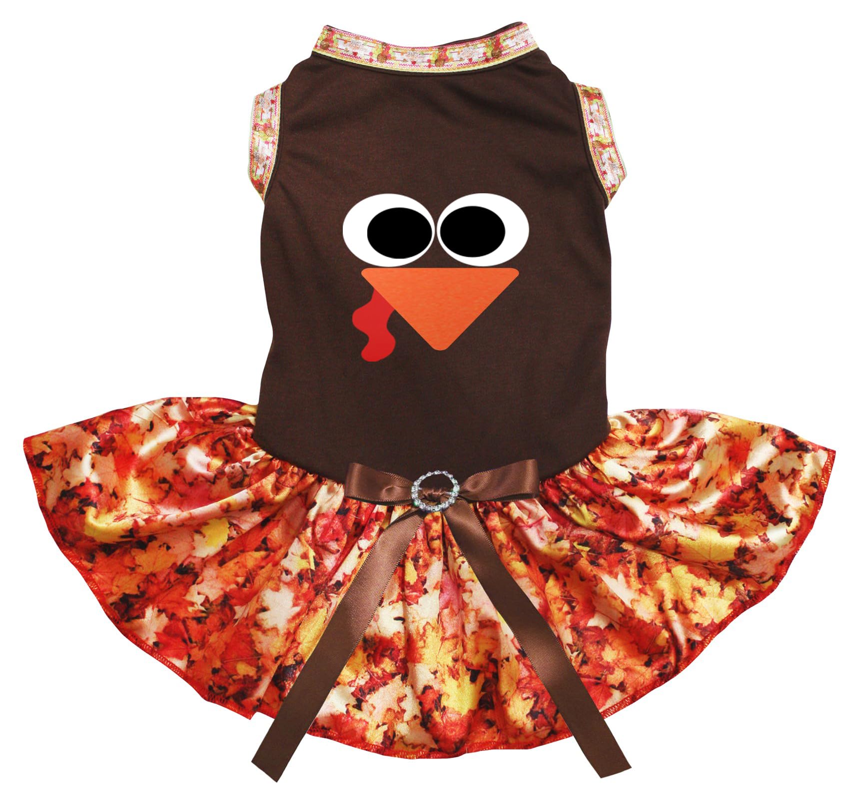 Robe pour chiot Turkey Face marron érable vêtement petit chien taille S