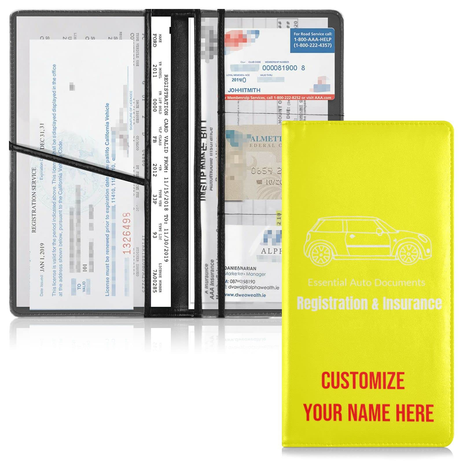 Ziciner Car Registration And Insurance Holder, Auto Card Document Glove - View #14