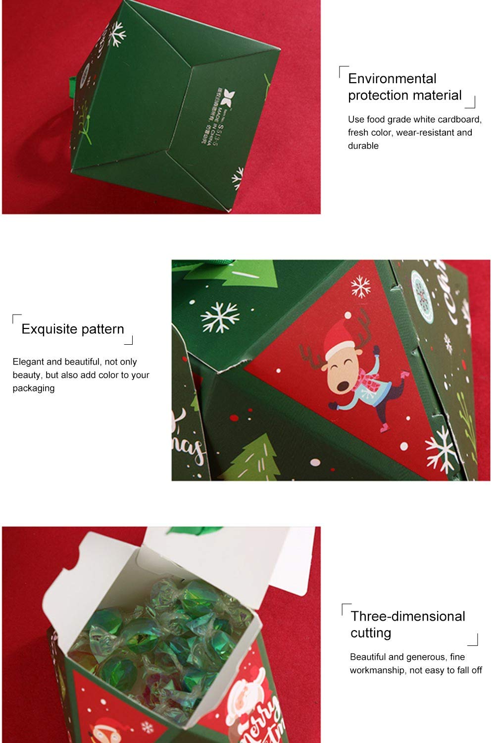 GOBRO 50 Pcs Boites Cadeau Noël Décoratives Avec 100 Pcs Corde , Boîtes De Friandises