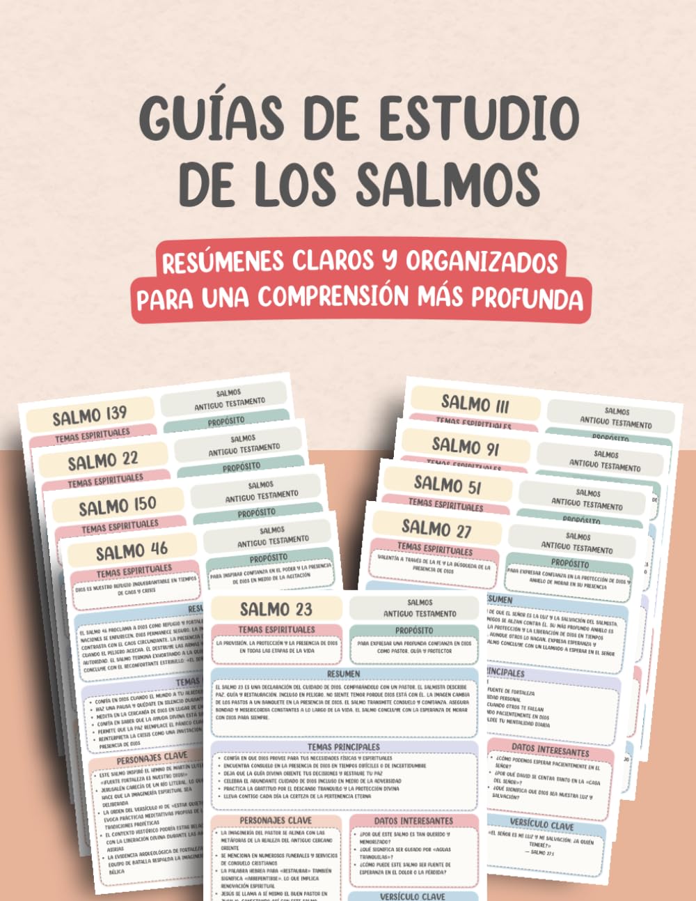 Guías de Estudio de los Salmos: Resúmenes Claros y Organizados para una Comprensión Más Profunda (Colección Completa de Estudio Bíblico: Capítulo por Capítulo)