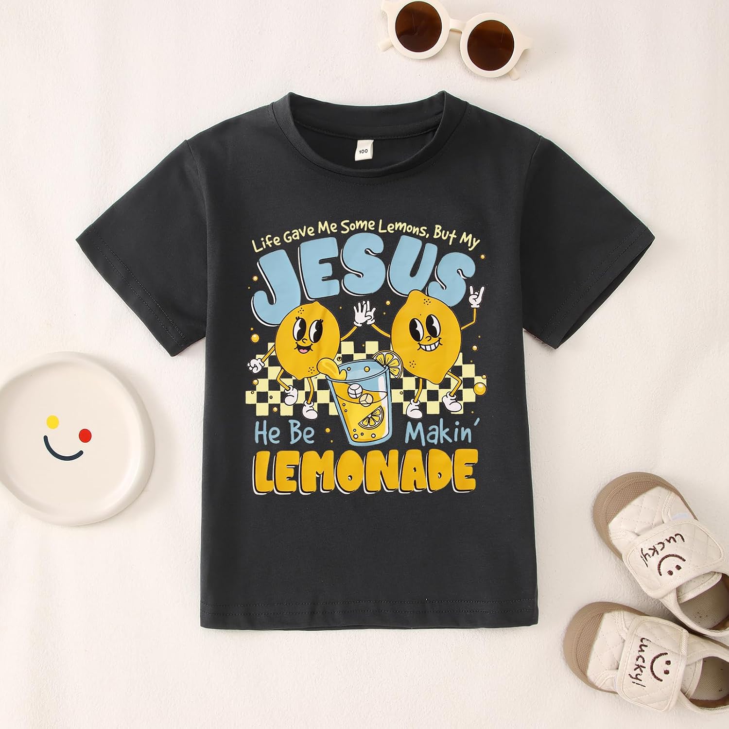 Kid Toddler Boys Christian Shirt My Jesus Making Lemonade T-Shirt Cute Jesus Tee Religious Faith Short Sleeve Tops