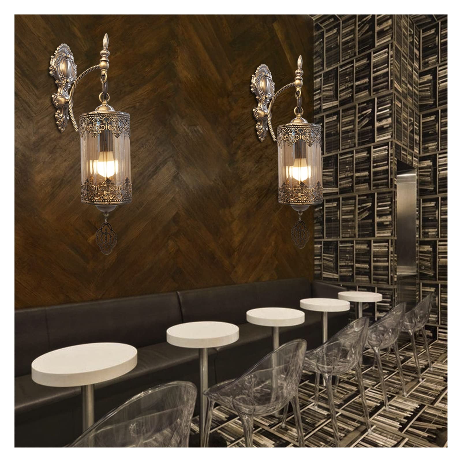 Lámpara de pared, Retro Turquía Lámpara de pared Pantalla de vidrio Soporte galvanizado Compatible con bar Restaurante Cocina Cafetería Lámparas de pared Accesorios Pasillo, Lámpara de pared moderna