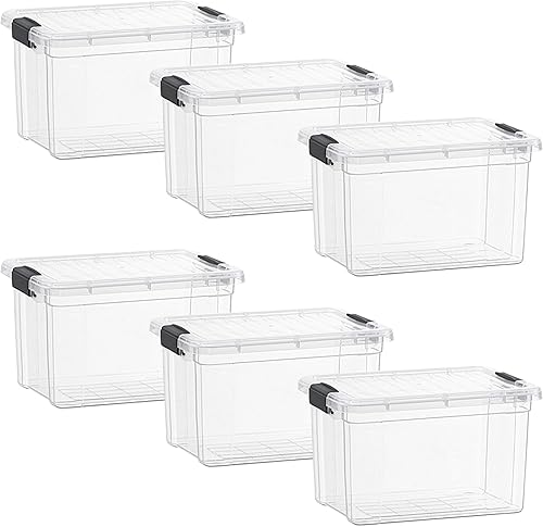 Miniatura 49 de Superio Cajas de almacenamiento transparentes con tapas, contenedores de plástico de 4.5 cuartos para organizar, cajas apilables, sin BPA, no