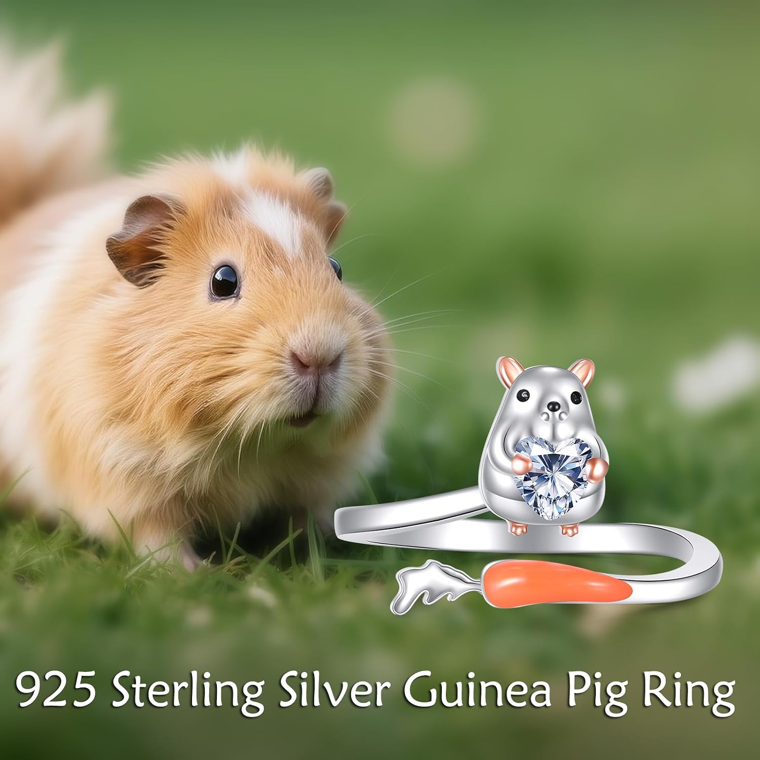 YAFEINI Animal Rings 925 Sterling Silver Penguin/Guinea Pig/Chicken/Red Panda Ring Jewelry Gifts for Women