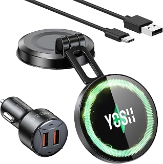 YOSH Mag-Safe Car Holder, 15W Charging Dashboard Wireless iPhone Car Charger, Magnetic Car Phone Holder with 36W Car Charger For iPhone 16/15/14/13/12 Series And All Phone with Mag-Safe Ring