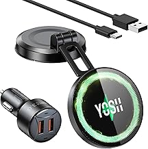 YOSH Car Phone Holder Induction [15W Fast Charging] Magsafe Wireless Car Charger [Foldable & Magnetic] for Dashboard for iPhone 16/15/14/13/12, with 36W Vehicle Charger