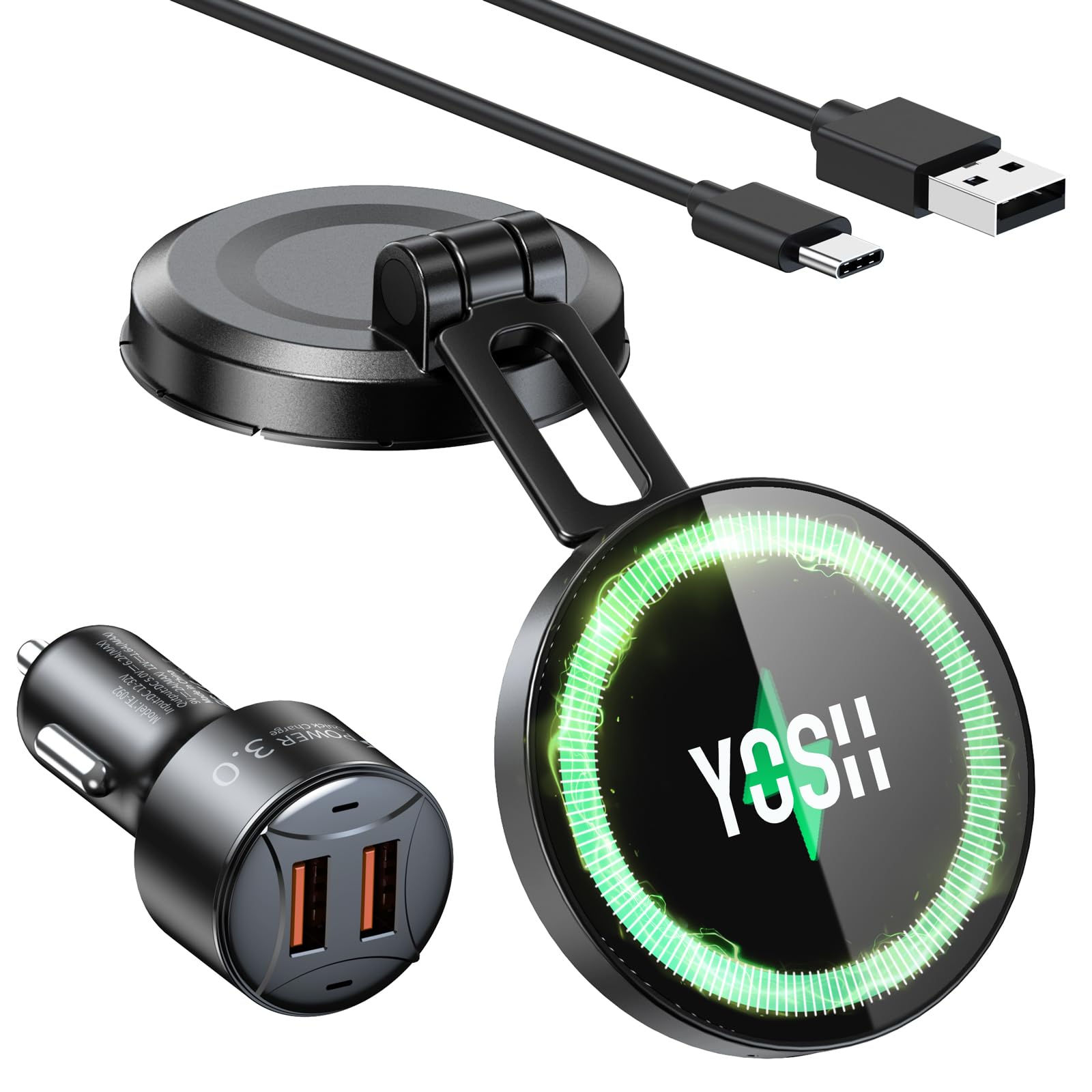 YOSH Mag-Safe Autolader Mount, 15W Snelste Opladen & 16x N52 Magneten Nieuwe Magnetische Draadloze iPhone Autolader Air Vent, Perfect voor iPhone 15/14/13/12 Series & Mag-Safe Case