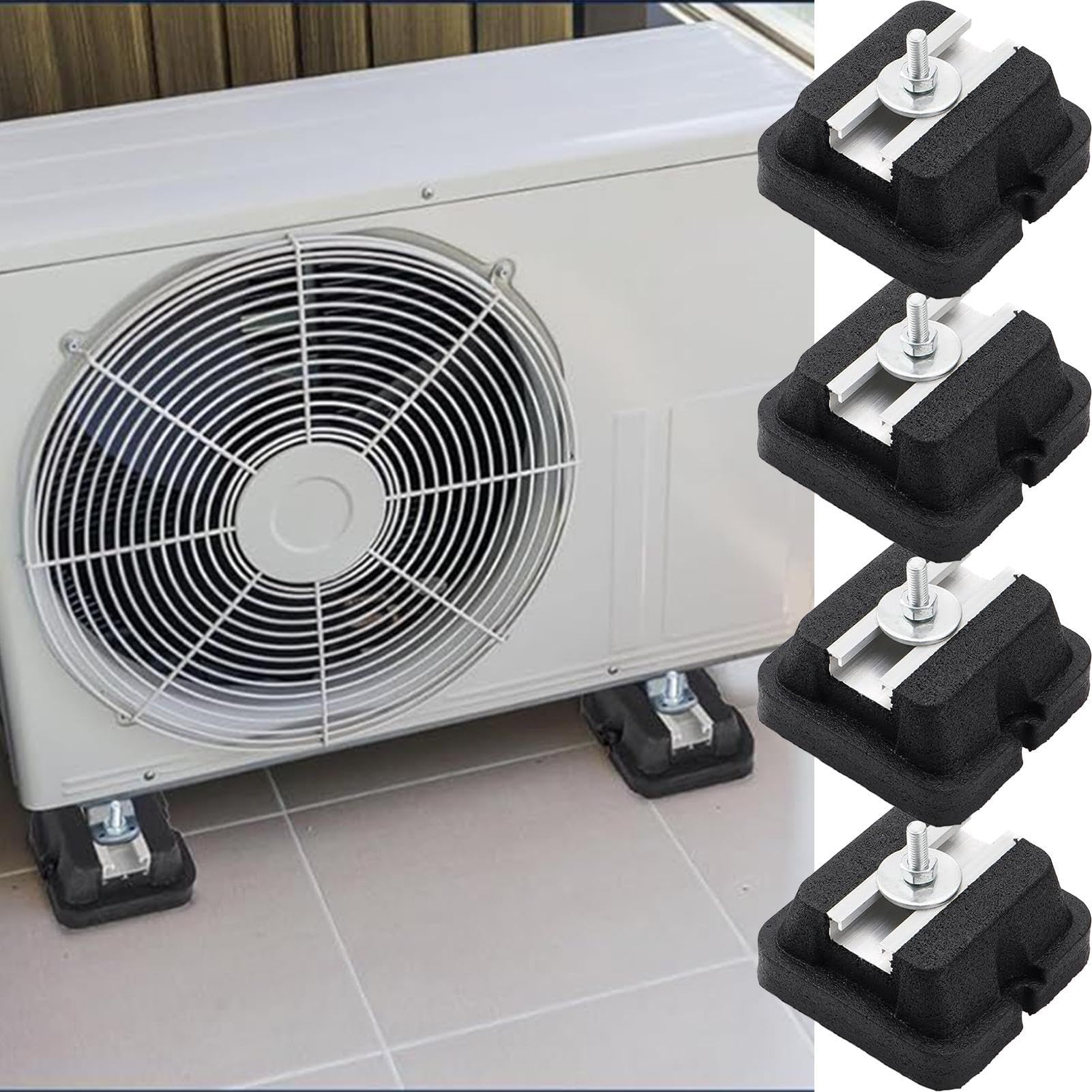 Supporto Antivibrazione Condizionatore Supporto antivibrante robusto, 4 | Supporto base per split senza condotti Per Esterno, Condensatore Split, Pompa Di Calore, Compressore