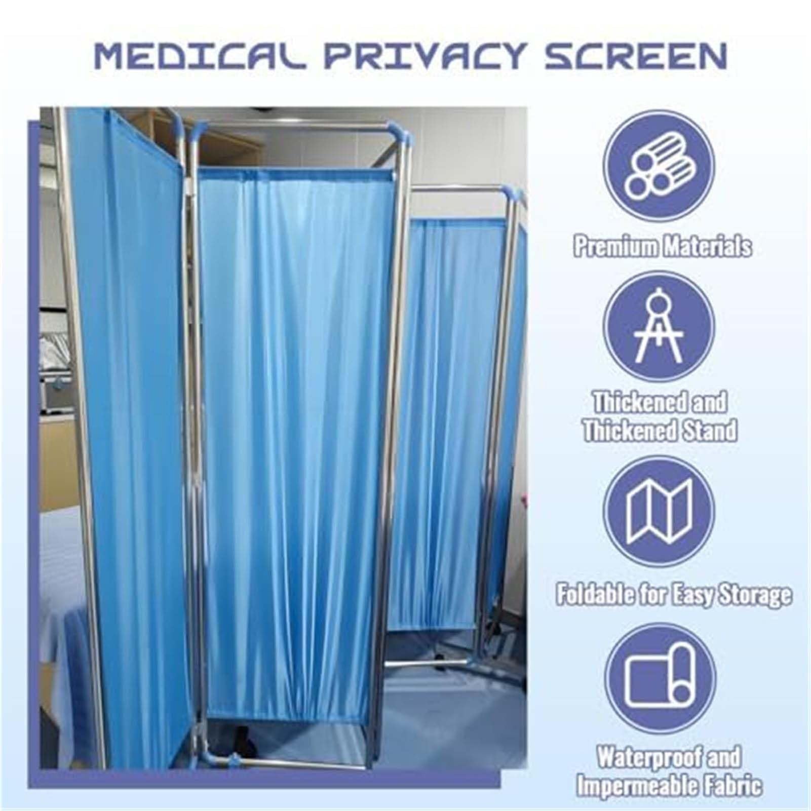 Schermo Divisorio Medico Portatile Pieghevole Con Ruote - Parete Divisoria Mobile, Divisorio Temporaneo Pieghevole Per Cliniche, Ospedali, Uffici, Uso Professionale(3-Panel)