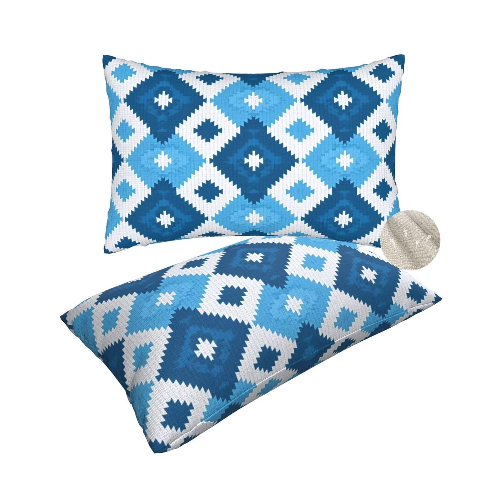 Housses de coussin bleu marine 40x60 pour rénover un canapé usé sans se ruiner