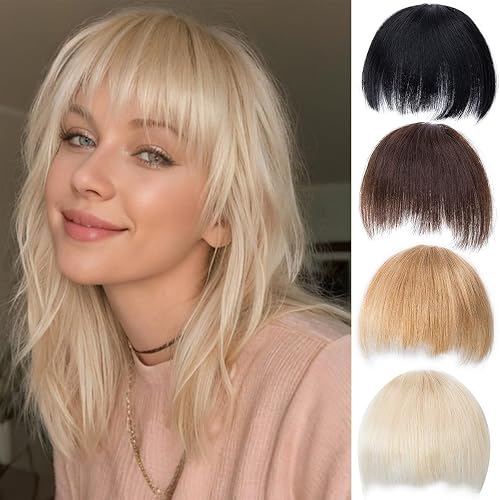 Rose bud Bangs Hair Clip in Bangs Remy Human Hair Extensions Bleach Blonde Uniqu