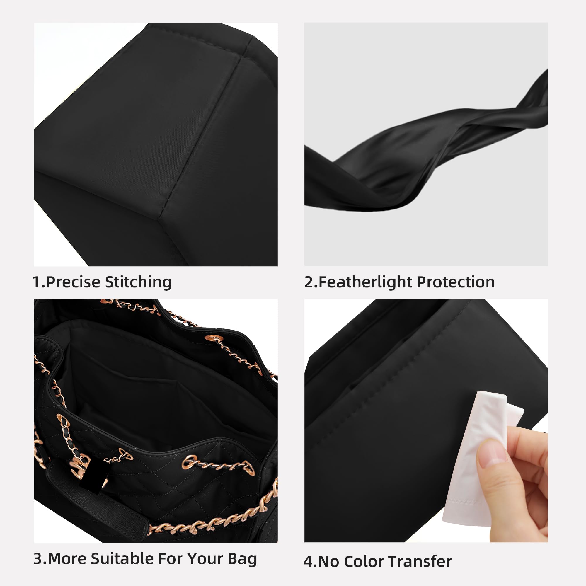 DGAZ Luxus Satin Innen Organizer für Chanel 25 Bag Mini, Schwarz