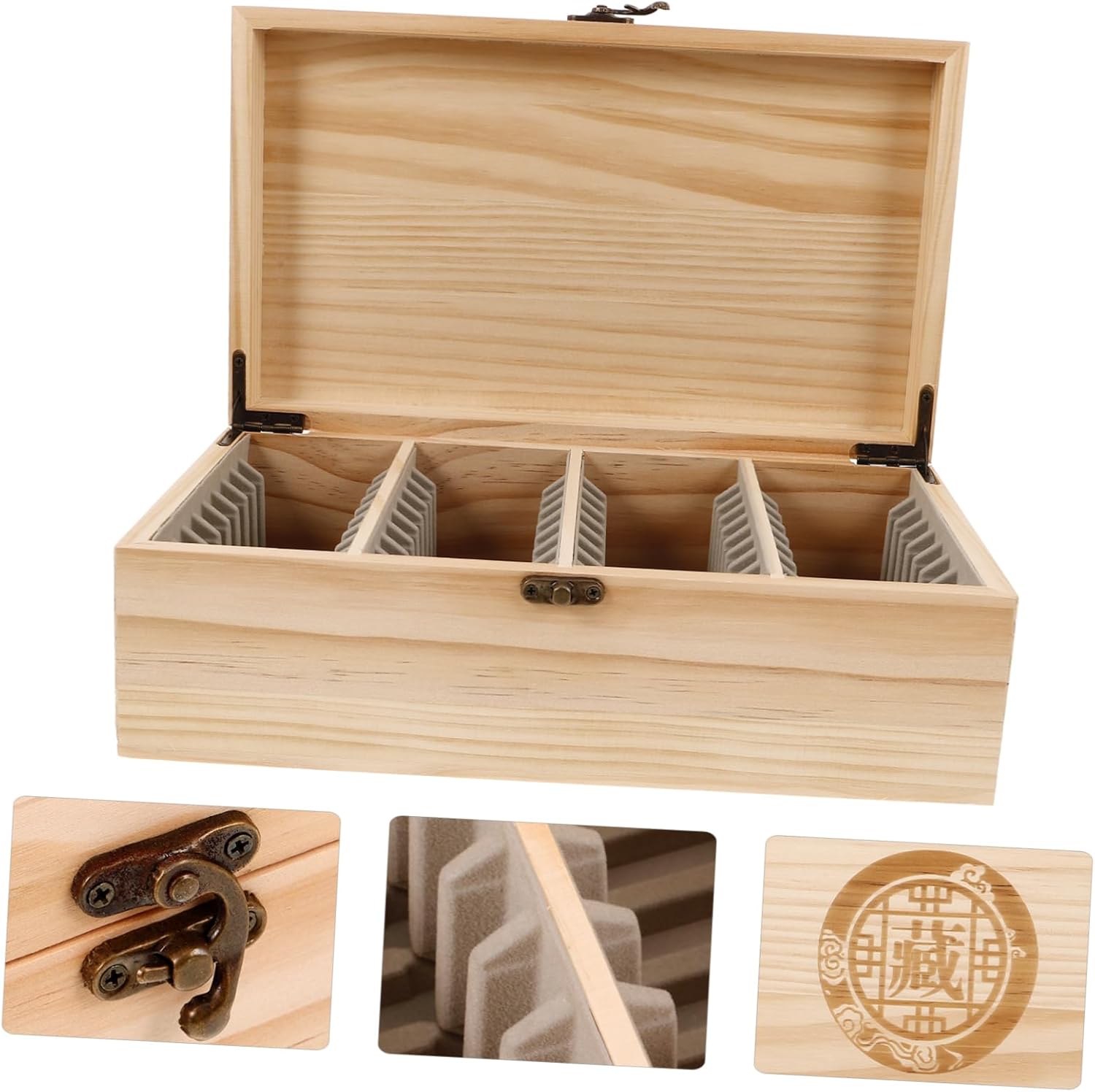 Veemoon Wood Holder Capacity Storage Box Versatile Organizer for Items Elegant Design for Home Office