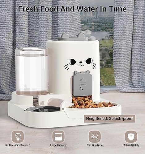 Miniatura 2 de Gravity - Comedero para gatos, dispensador de agua y comida para gatos 2 en 1, juego de dispensador de agua y alimentos pequeños para mascotas
