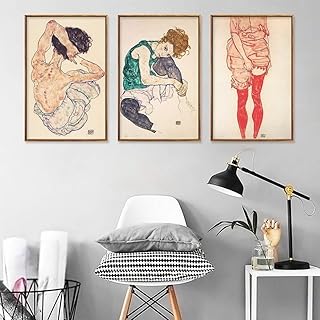 FANYUEART 3 Pezzi Quadri Moderni Egon Schiele Poster Stampa su Tela Immagini di Arte della Parete Decorazione da Parete per Soggiorno 50x70cm 20