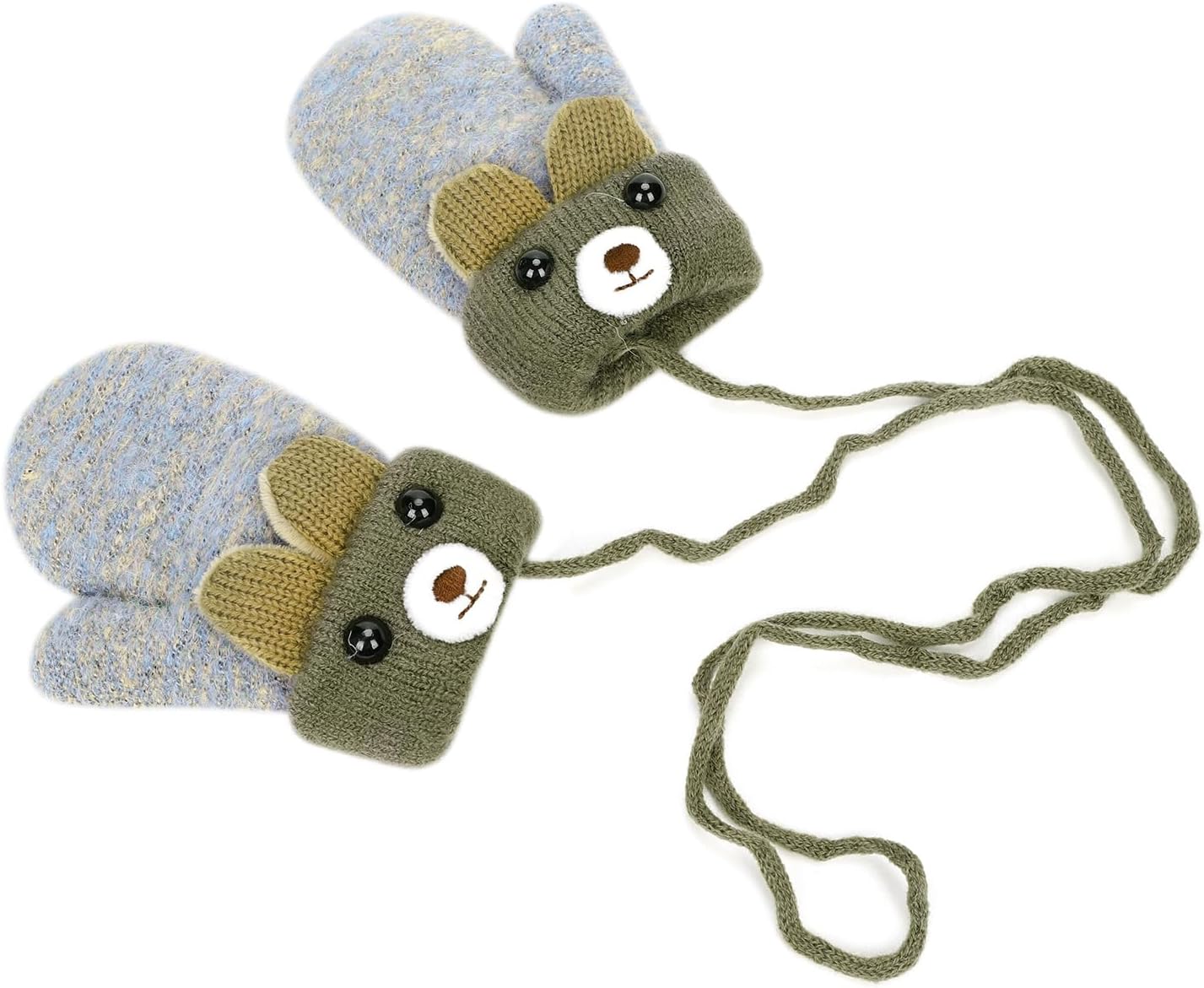 Toddler Winter Warm Mittens Baby Soft Plush Gloves Knit Fleece Lined Ski Snow Gloves for Boys Girls 1-3 Years